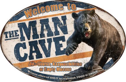 Man Cave Bear Tin Sign