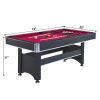 6-ft Pool Table with Table Tennis Top - Black with Red Felt