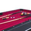 6-ft Pool Table with Table Tennis Top - Black with Red Felt